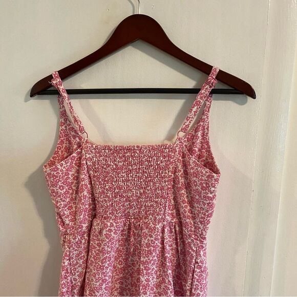Old navy Fit & Flare Cami Mini Dress linen blend pink floral size medium - Picture 8 of 11